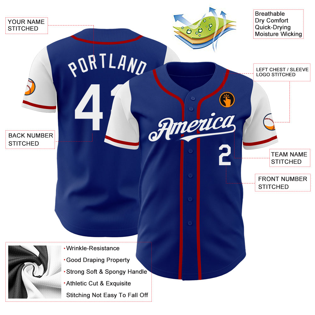 Custom Royal White-Red Authentic Two Tone Baseball Jersey