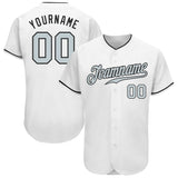 Custom White Silver-Black Authentic Baseball Jersey