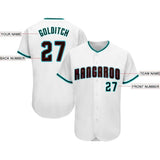 Custom White Black-Aqua Baseball Jersey