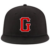 Custom Black Red-White Stitched Adjustable Snapback Hat