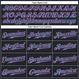 Custom Black Pink-Light Blue Authentic Baseball Jersey