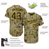 Custom Camo Black-Gold Authentic Salute To Service Baseball Jersey