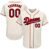 Custom Cream Red-Navy Authentic Baseball Jersey