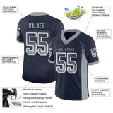 Custom Navy Light Gray-White Drift Fashion Football Jersey