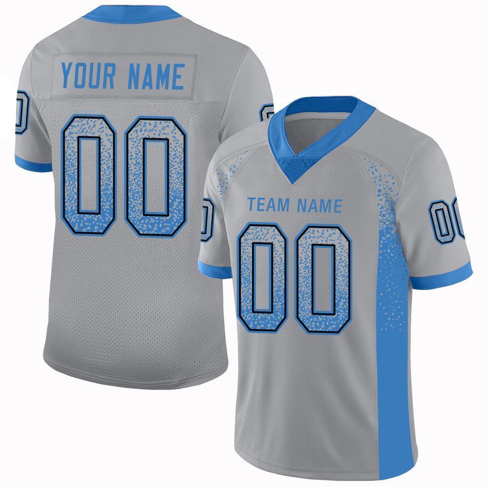 Custom Light Gray Powder Blue-Black Drift Fashion Football Jersey