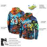 Custom Stitched Graffiti Pattern White-Aqua 3D Sports Pullover Sweatshirt Hoodie