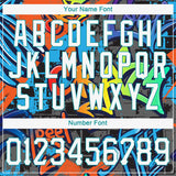 Custom Stitched Graffiti Pattern White-Aqua 3D Sports Pullover Sweatshirt Hoodie