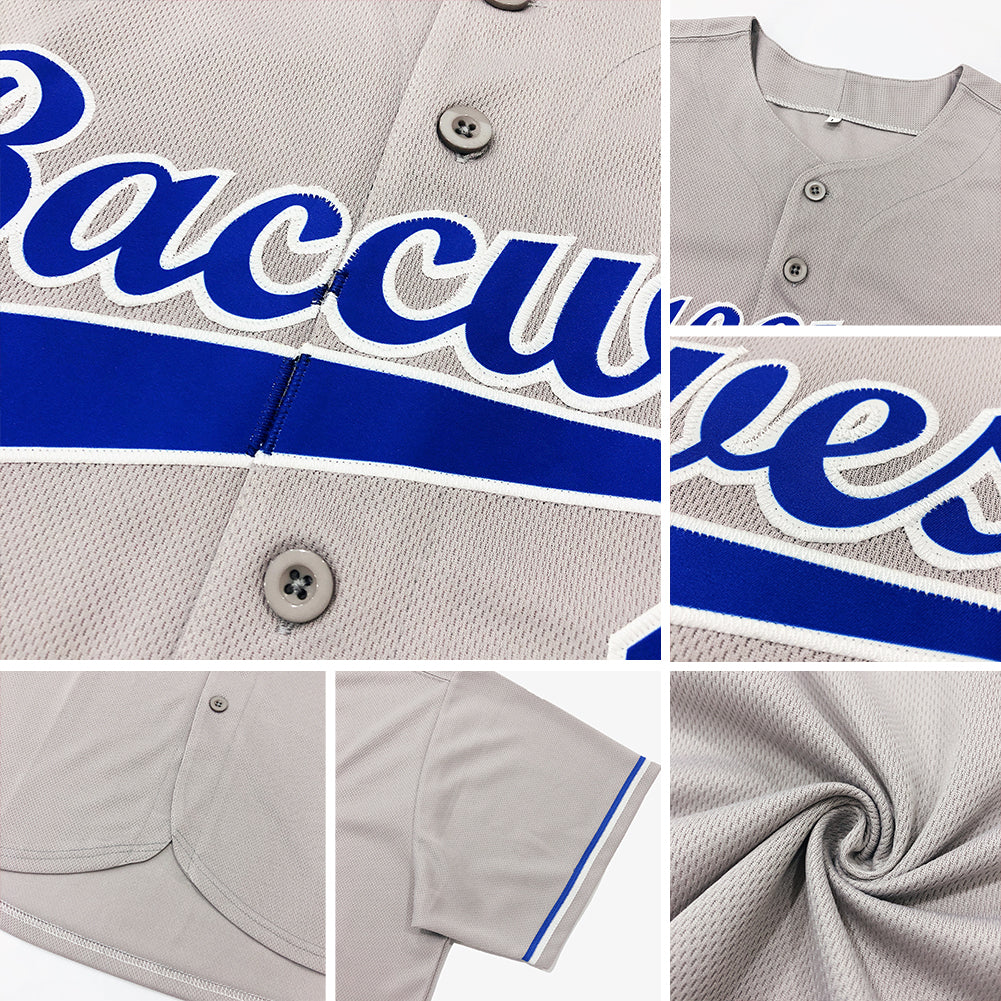 Custom Gray Black-Crimson Authentic Baseball Jersey