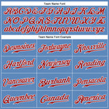 Custom Light Blue White-Red Authentic Baseball Jersey