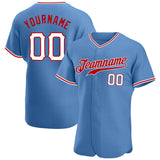 Custom Light Blue White-Red Authentic Baseball Jersey