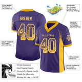 Custom Purple Gold-White Drift Fashion Football Jersey