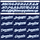 Custom Navy White Pinstripe Light Blue-White Authentic Baseball Jersey