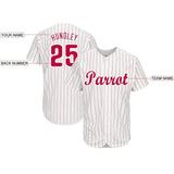 Custom White Red Pinstripe Red-White Baseball Jersey