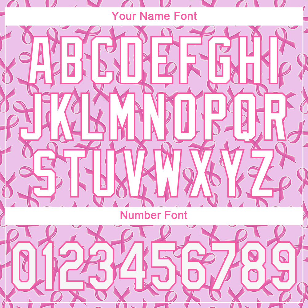 Custom Pink White 3D Pattern Design Breast Cancer Authentic Baseball Jersey