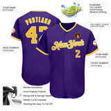 Custom Purple Gold-White Authentic Baseball Jersey