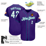 Custom Purple White-Teal Authentic Baseball Jersey