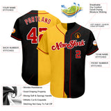 Custom Black Red-Yellow Authentic Split Fashion Baseball Jersey