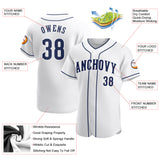 Custom White Navy-White Authentic Baseball Jersey