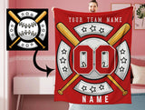 Personalized Baseball Big Logo Name Blanket