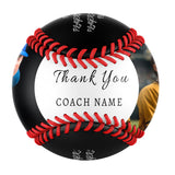 Personalized Black Thanks Coach Gift Photo Baseballs