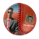 Personalized Orange Lattice Skull Photo Baseballs