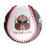 Personalized White Flower Skull Photo Baseballs