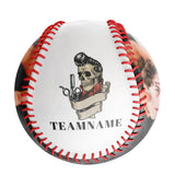 Personalized White Haircut Skull Photo Baseballs