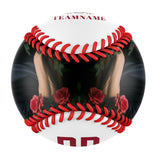 Personalized White Red Rose Skull Photo Baseballs