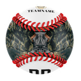 Personalized White Camouflage Helmet Skull Photo Baseballs
