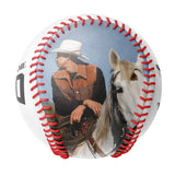 Personalized White Cowboy Skull Photo Baseballs