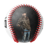 Personalized White Cowboy Smoking Skull Photo Baseballs