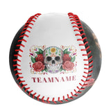 Personalized White Red Rose Skull Photo Baseballs