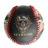 Personalized Black Yellow Rose Skull Photo Baseballs