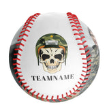 Personalized White Camouflage Helmet Skull Photo Baseballs