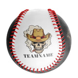 Personalized White Cowboy Smoking Skull Photo Baseballs