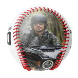 Personalized White Motorcycle Skull Photo Baseballs