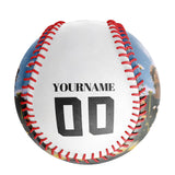 Personalized White Chrysanthemum Ghost Warrior Skull Photo Baseballs