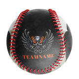 Personalized Black Mechanical Wings Skull Photo Baseballs