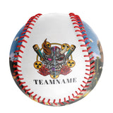 Personalized White Chrysanthemum Ghost Warrior Skull Photo Baseballs