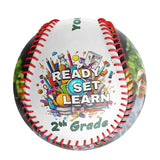 Personalized White Ready Set Learn Starting School 2th Grade Photo Baseballs