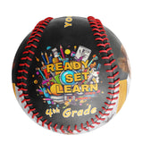 Personalized Black Ready Set Learn Starting School 4th Grade Photo Baseballs