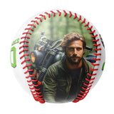 Personalized White Flag Motorcycle Photo Baseballs