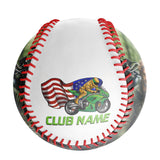 Personalized White Flag Motorcycle Photo Baseballs