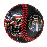 Personalized Black American Flag Skull Photo Baseballs