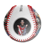 Personalized White American Flag Eagle Photo Baseballs