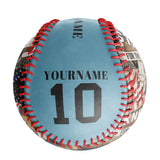 Personalized Shadow Blue American Flag Eagle Photo Baseballs
