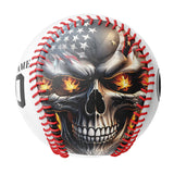 Personalized White American Flag Skull Photo Baseballs