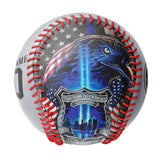 Personalized Light Grey American Flag Eagle Photo Baseballs