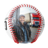 Personalized White American Flag Truck Photo Baseballs