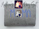 Custom Mama Embroidered Portrait Sweatshirt With Photo - Gift For Mom